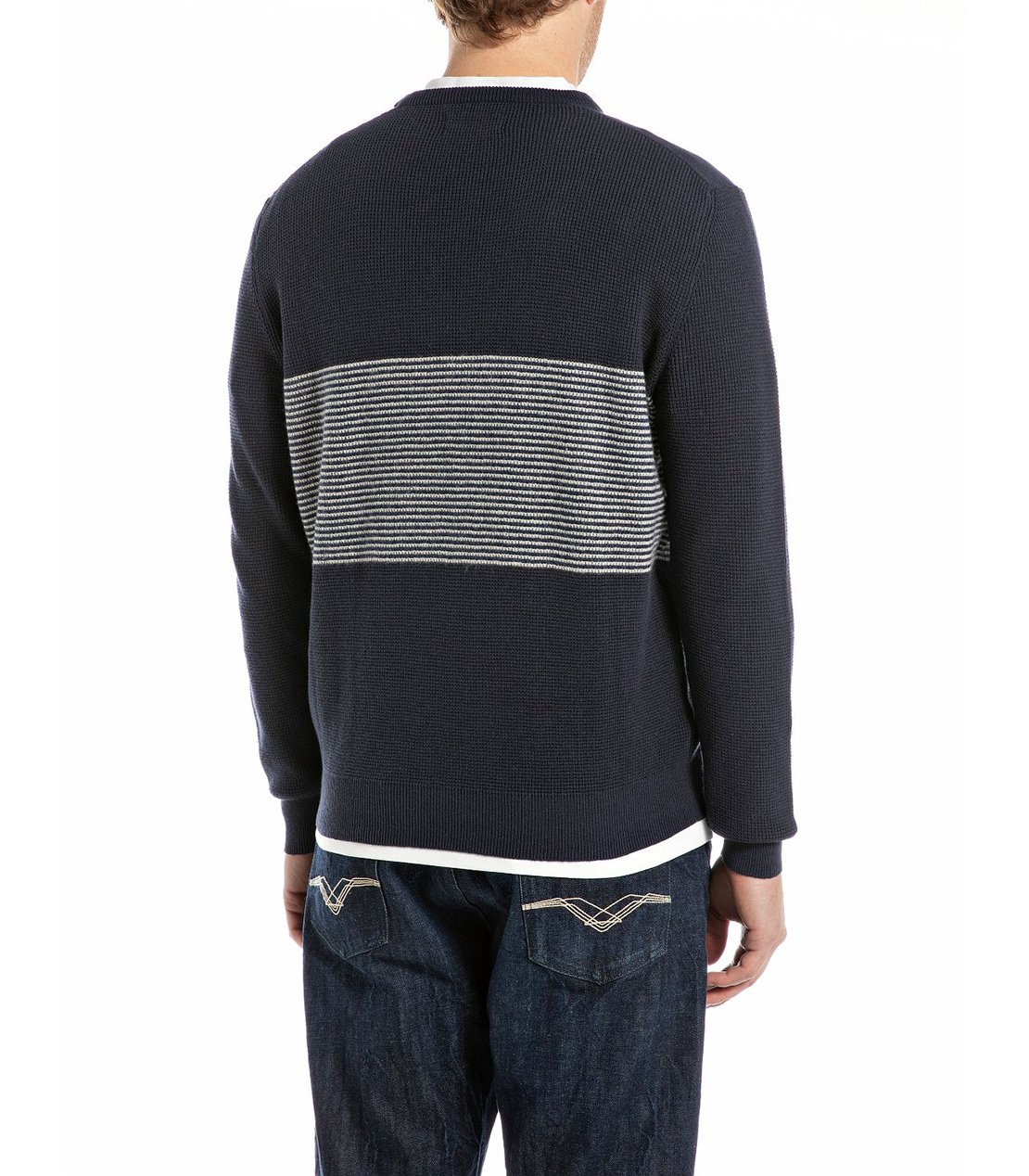 コットンウールバイカラー ワッフルニット 詳細画像 インディゴ 2